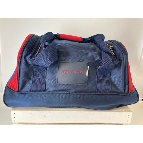 NAUTICA LARGE CANVAS, NAVY, RED DUFFLE BAG - Picture 3 of 14